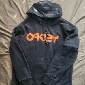 Oakley Dark Blue Hoodie with Bright Orange Logo